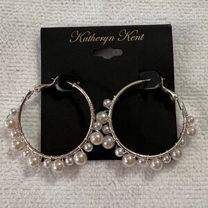 3/$18 Katheryn Kent Pearl Hoop Earrings Lot 297